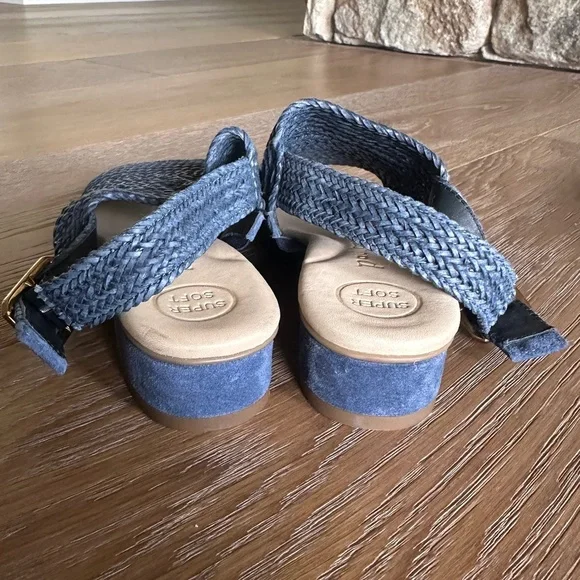 Paul Green Helena Woven Leather Slingback Sandal Indigo Block Heel 7 / 4.5 UK - Picture 7 of 15